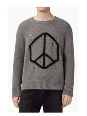AllSaints Message Wool Blend Crewneck Sweater Sz S